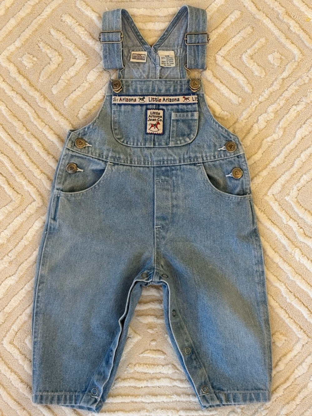Vintage Little Arizona Jean Co. 12M Light Blue Denim Baby Bib Overalls 90’s